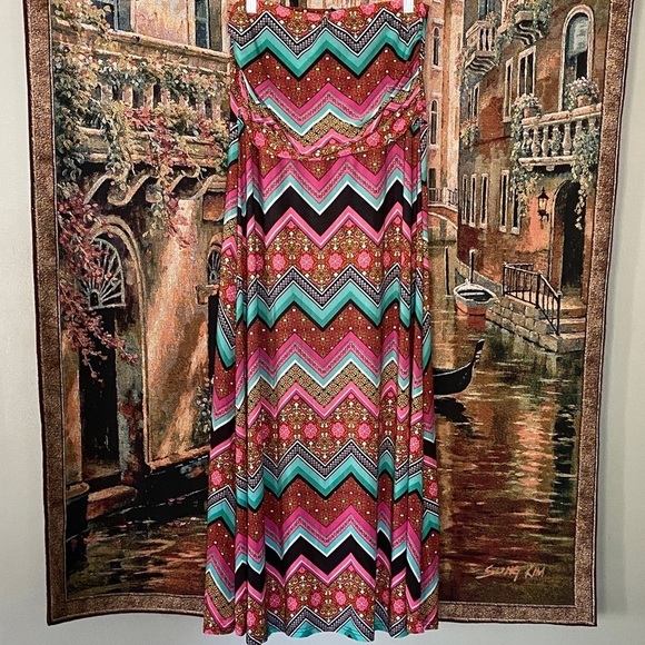 None Dresses & Skirts - 2 in 1 Colorful Chevron Maxi Skirt or Tube Top Dress